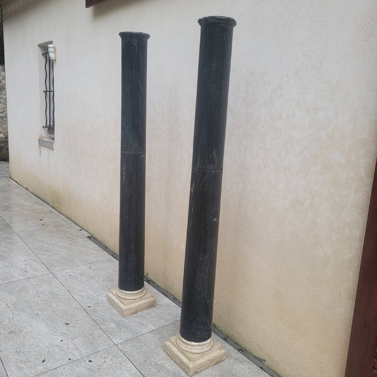 Paire de colonnes en marbre vert, H190cm, XIXème siècle-photo-6