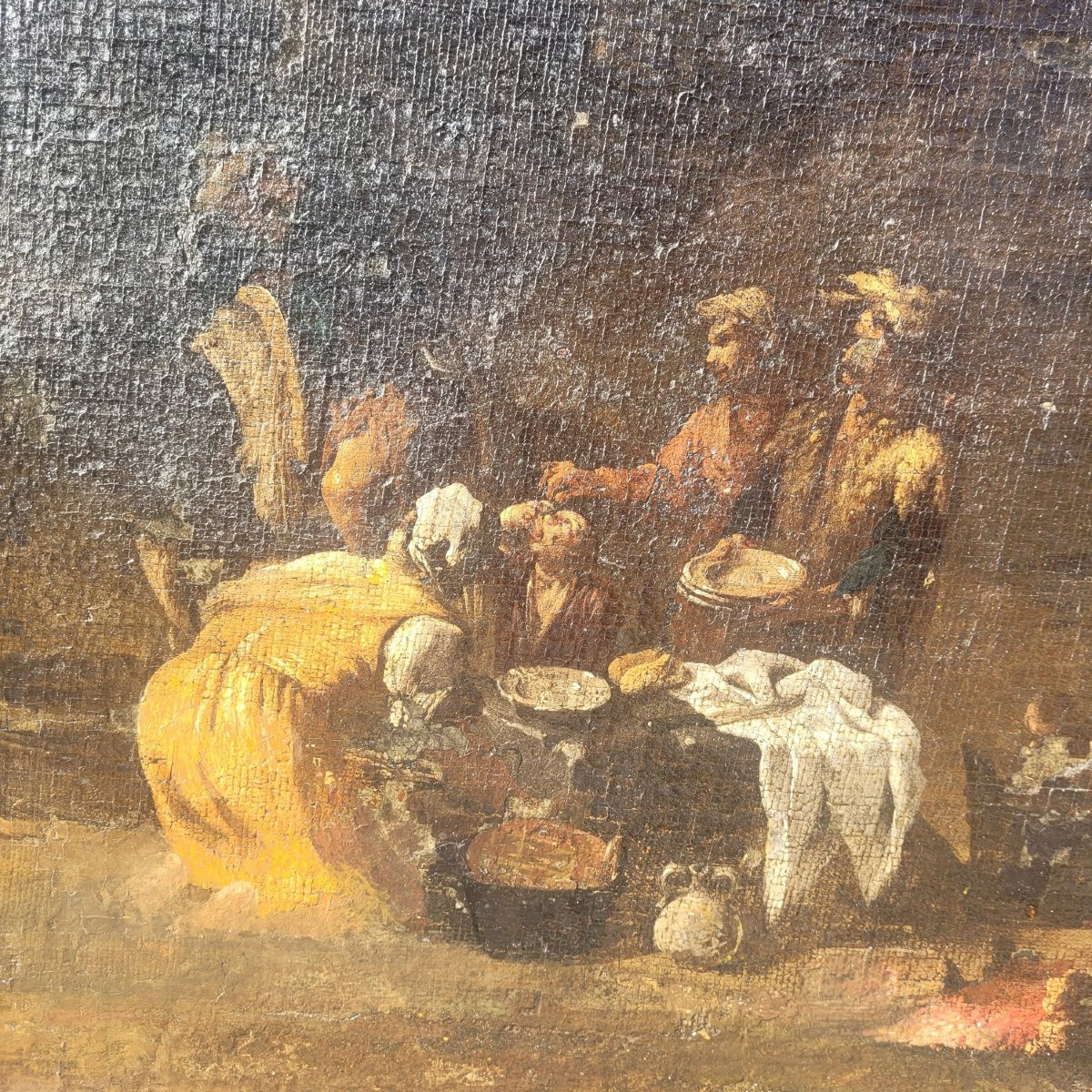 Spectaculaire Tableau, 193x243cm, paysage animé, XVIIème siècle-photo-2