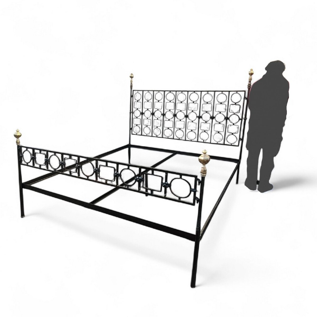 Wrought Iron Bed, 206cm Long, Mid-20th Century-photo-4