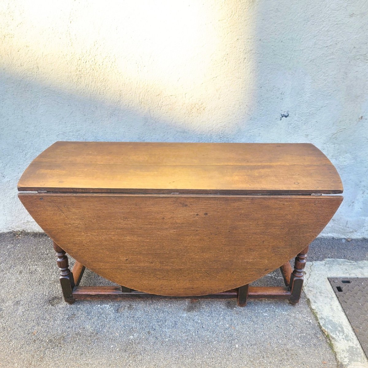 Gateleg Table, 160cm Diameter, Oak, 17th Century-photo-2