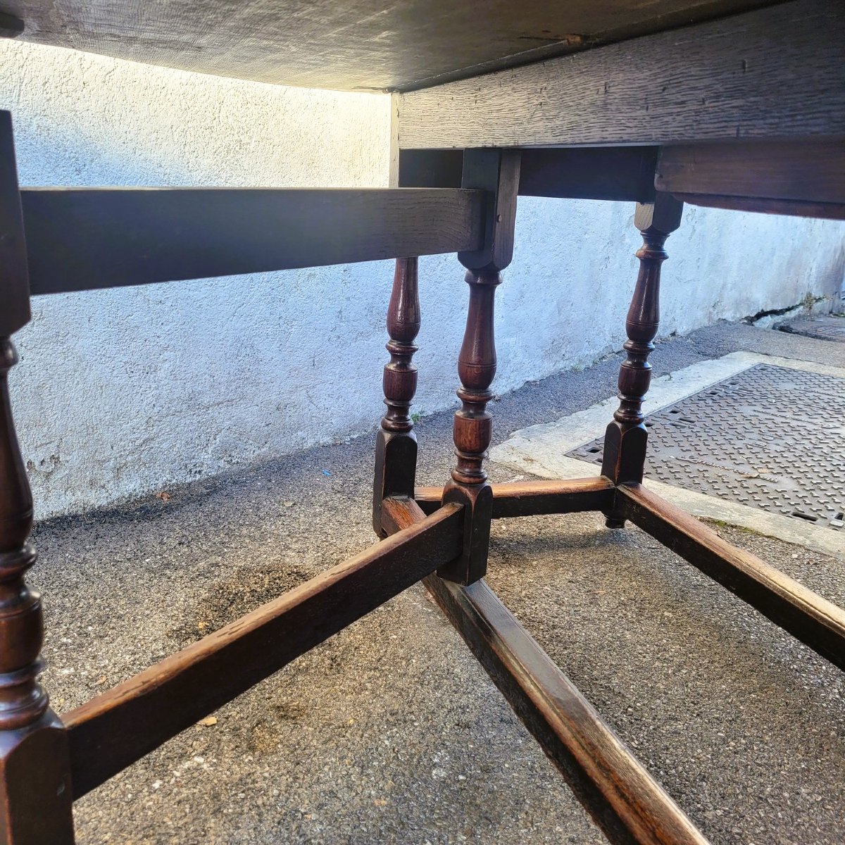 Gateleg Table, 160cm Diameter, Oak, 17th Century-photo-3
