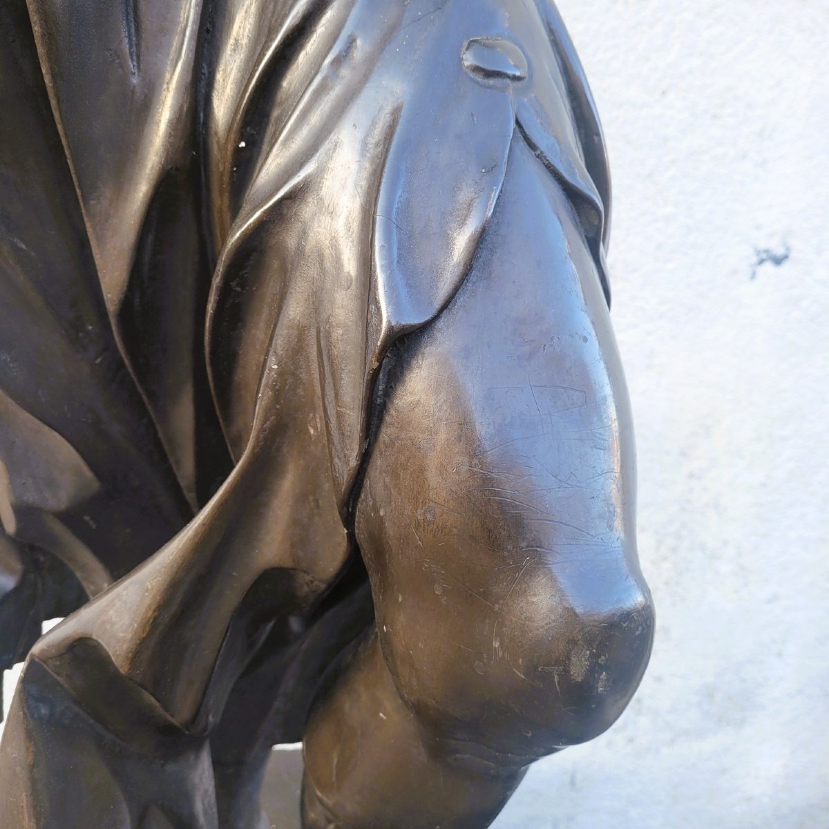 Grande sculpture H185cm, femme en bois, XIXème siècle-photo-2