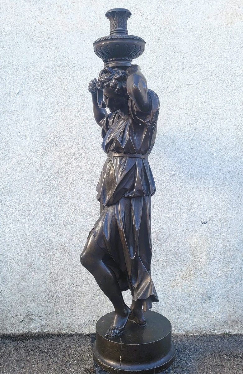 Grande sculpture H185cm, femme en bois, XIXème siècle-photo-3
