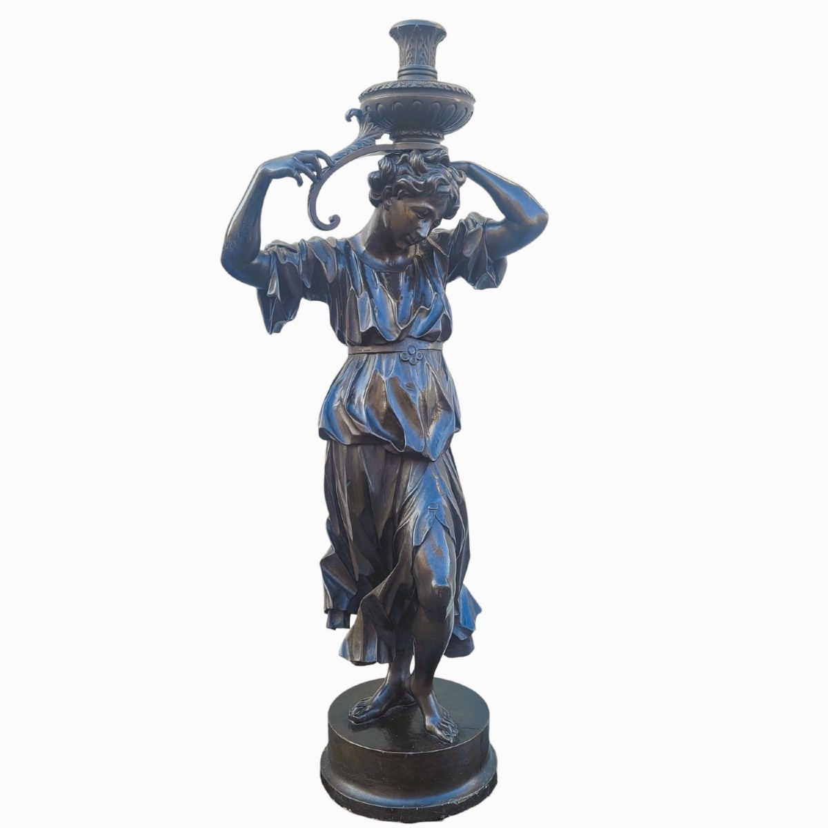 Grande sculpture H185cm, femme en bois, XIXème siècle