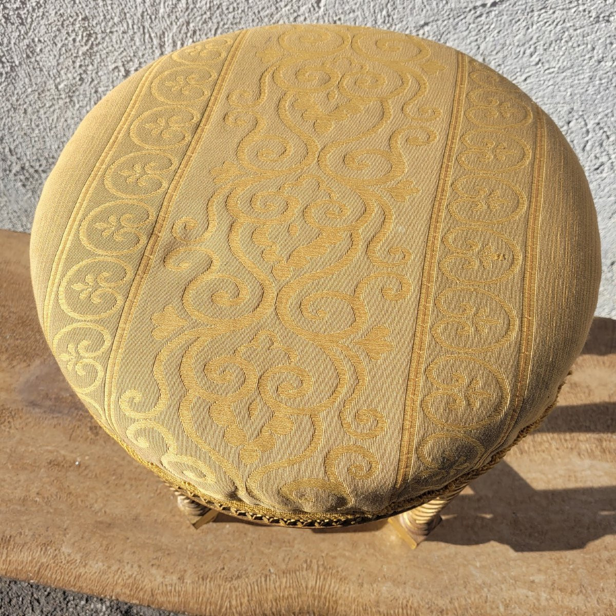 Tabouret de piano tournant, bois doré, fin XIXème siècle-photo-1