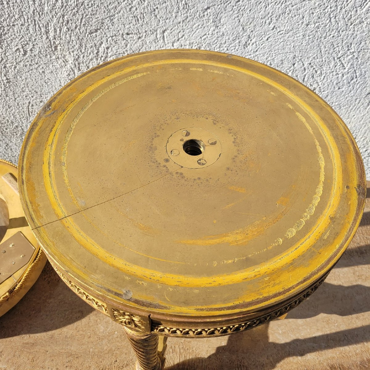 Tabouret de piano tournant, bois doré, fin XIXème siècle-photo-5