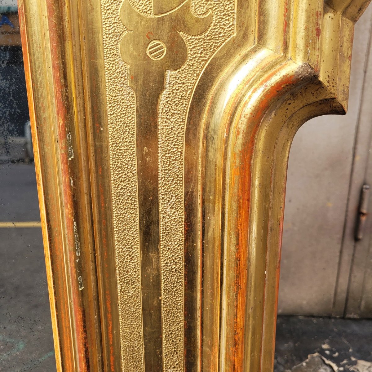 Large Mirror, 163cm High, In Gilded Wood, Italy, Mid-19th Century-photo-2