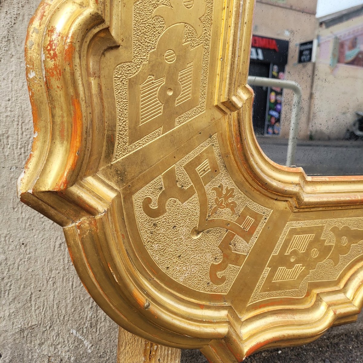 Large Mirror, 163cm High, In Gilded Wood, Italy, Mid-19th Century-photo-5