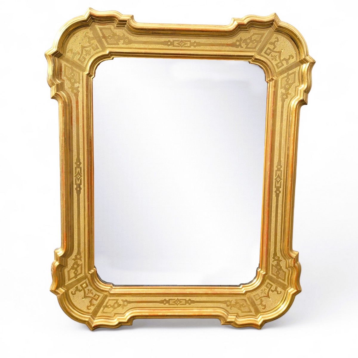 Large Mirror, 163cm High, In Gilded Wood, Italy, Mid-19th Century