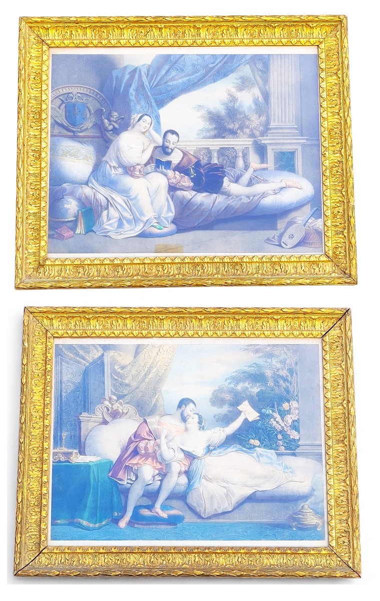 Les Amours de François 1er, gravures colorées, XIXème siècle
