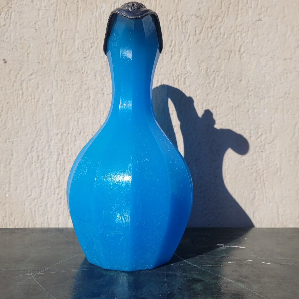 Pichet en pate de verre bleue, milieu XIXème siècle-photo-3