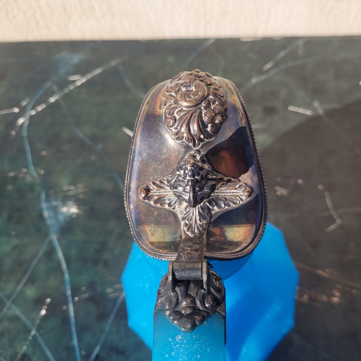 Pichet en pate de verre bleue, milieu XIXème siècle-photo-1