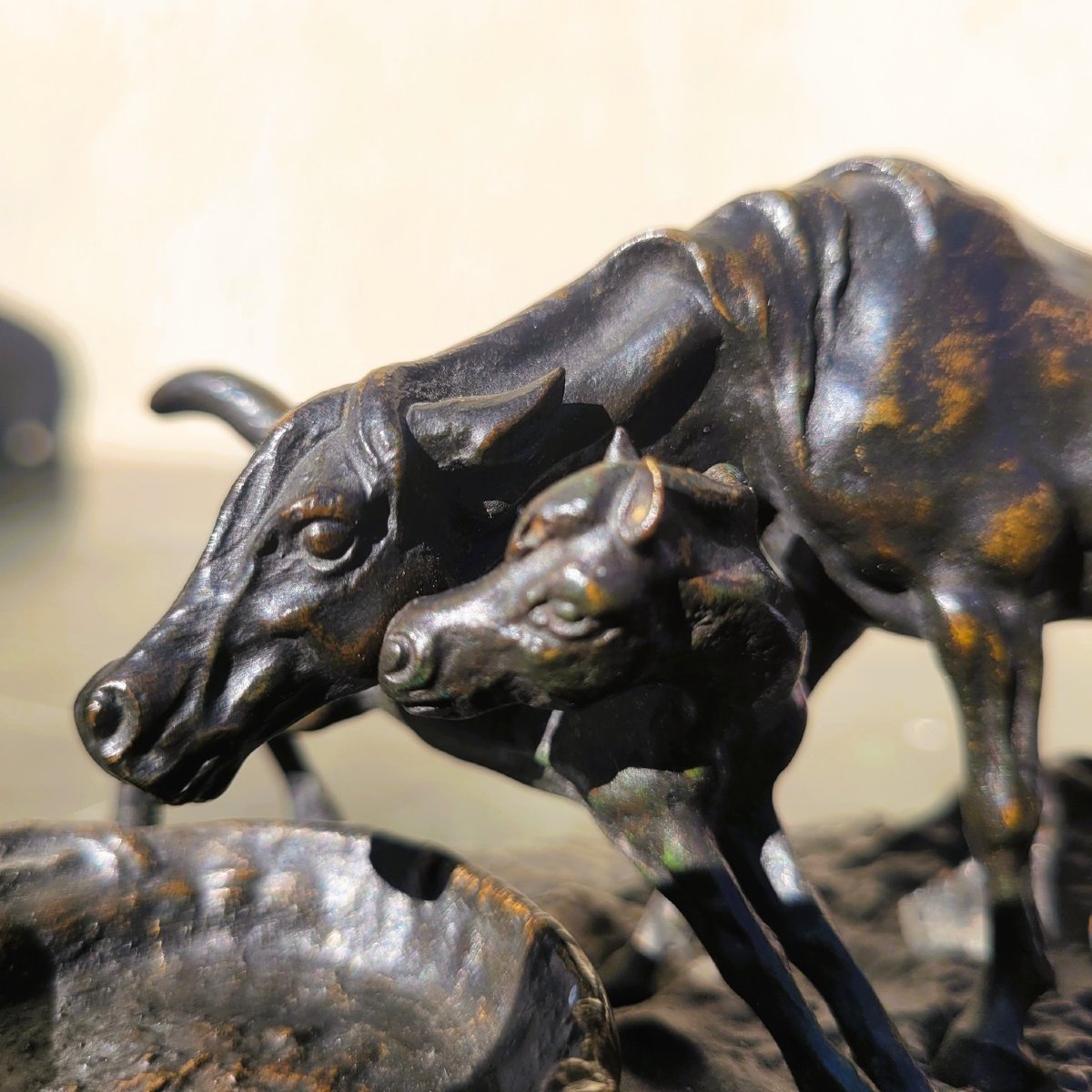 Pj Mêne, Arabian Mare And Her Foal, Signed Bronze, 19th Century-photo-5