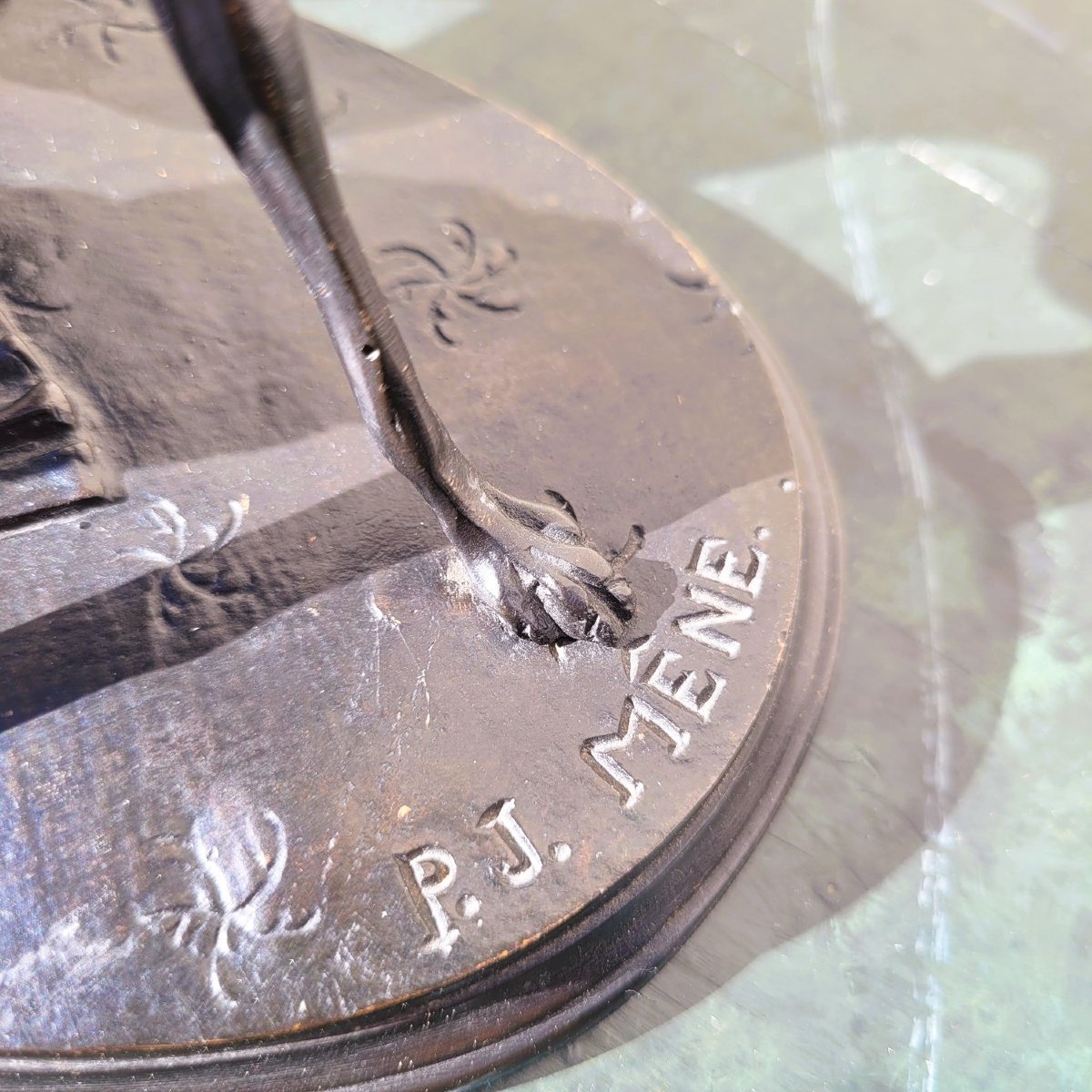 P J Mêne, Greyhound And King Charles, Signed Bronze, 19th Century-photo-4