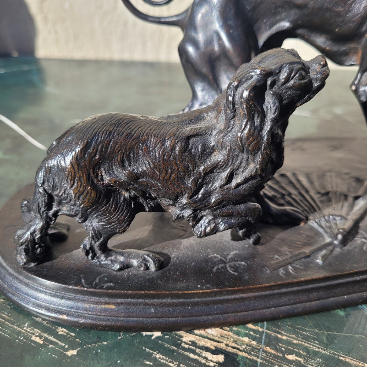 P J Mêne, Greyhound And King Charles, Signed Bronze, 19th Century-photo-3