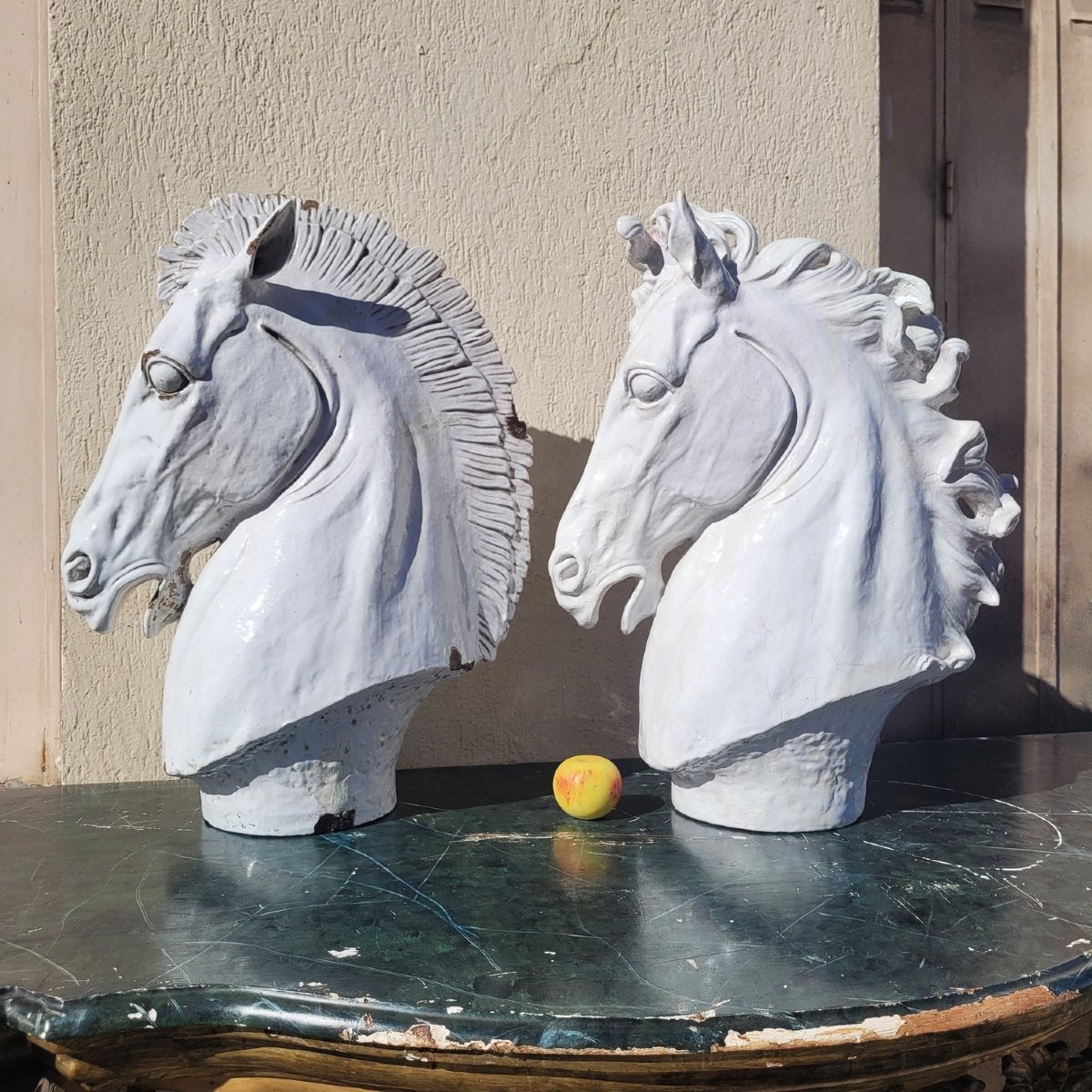Ceramic Horse Heads, H70cm, Italy, 20th Century-photo-4