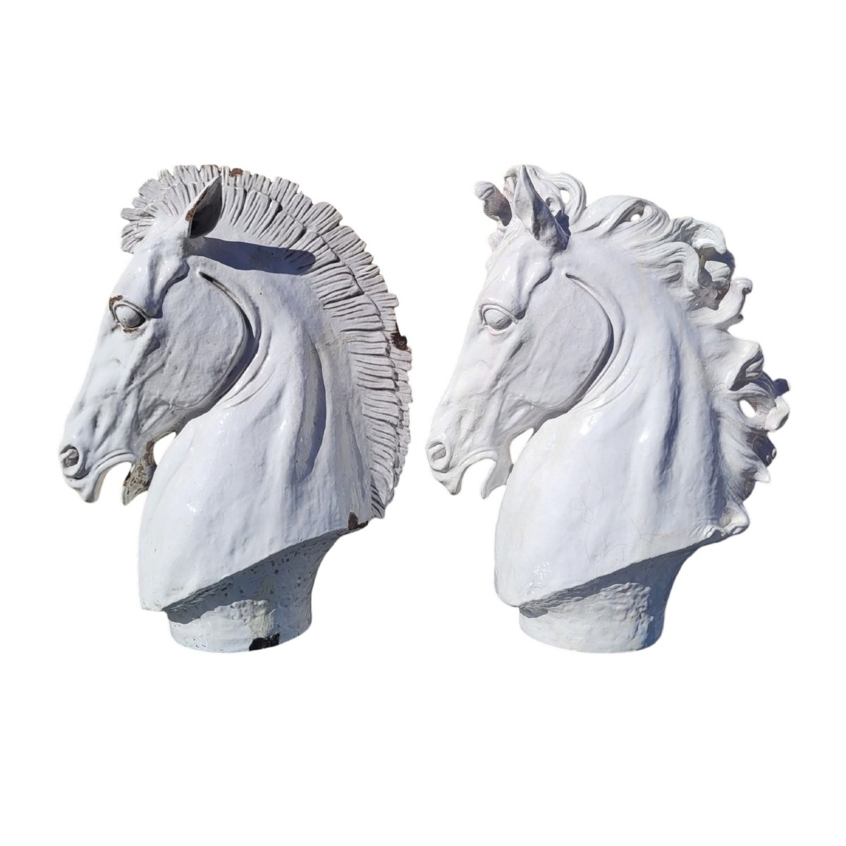 Ceramic Horse Heads, H70cm, Italy, 20th Century