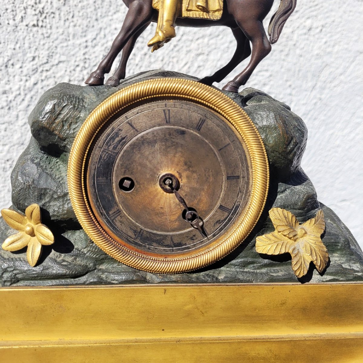 Napoleon On Horseback, Double Patina Bronze Clock, H40cm, 19th Century-photo-4