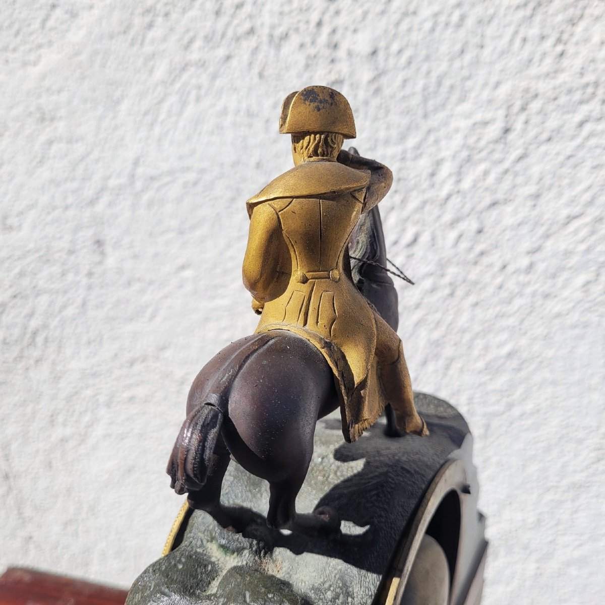 Napoleon On Horseback, Double Patina Bronze Clock, H40cm, 19th Century-photo-5