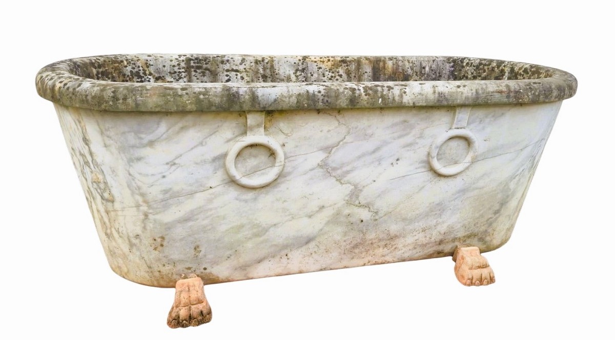 Marble Bathtub With Rings, 19th Century