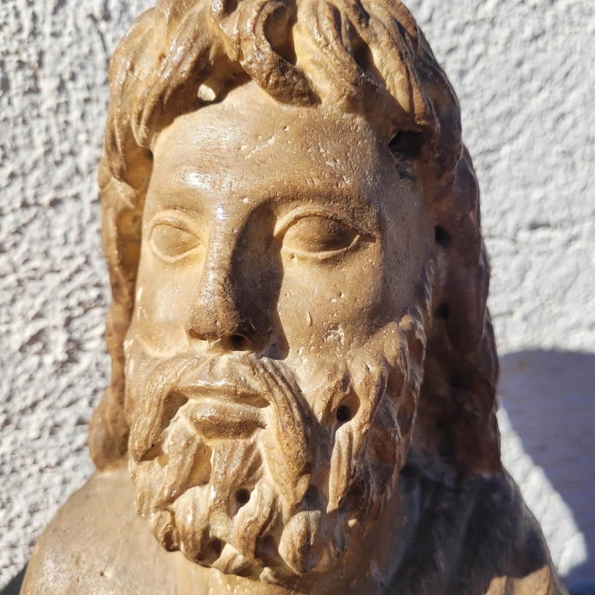 Carved Stone Bust, Italy, 15th Or 16th Century-photo-3