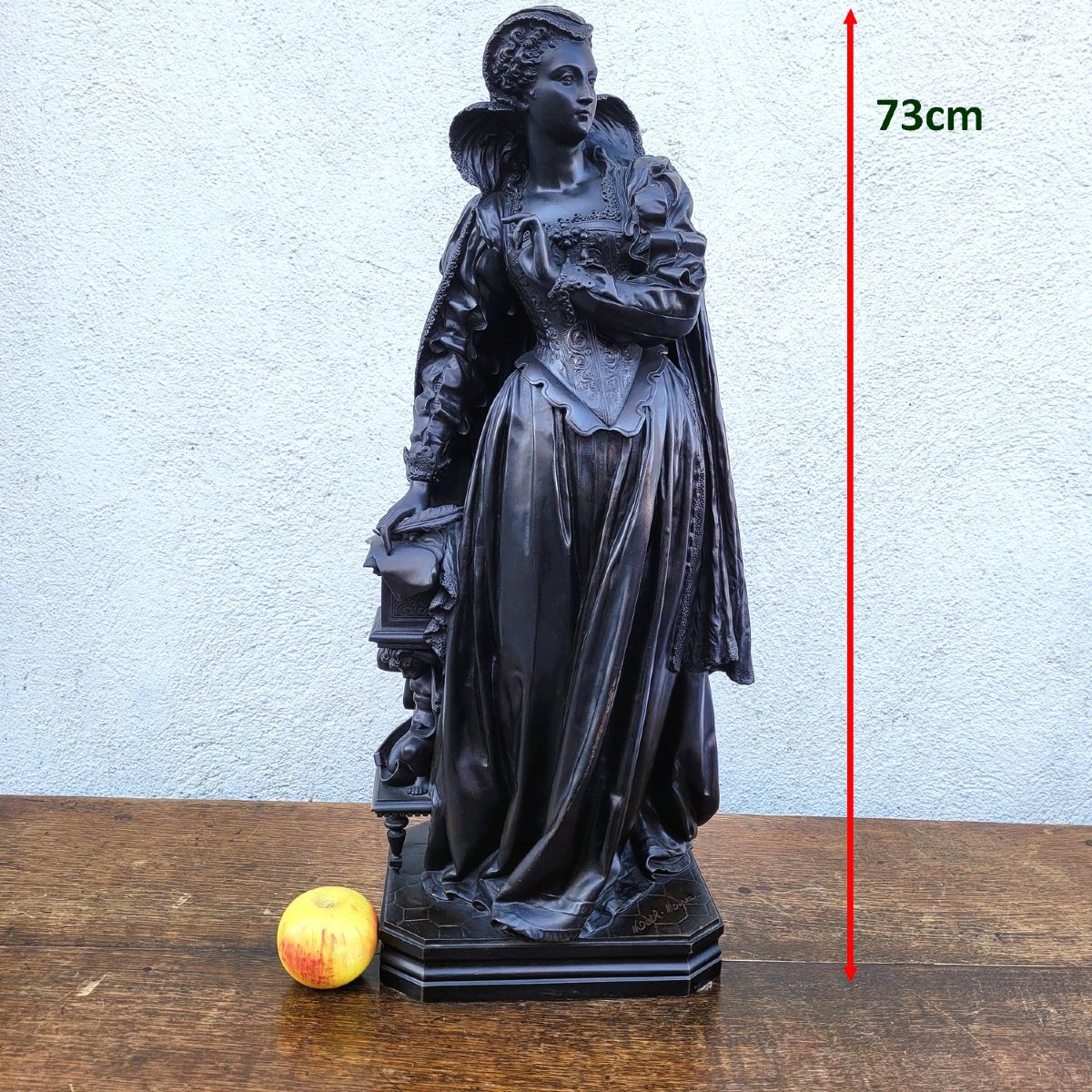 Math Moreau, Mary Stuart, H73cm, Bronze Signed, 19th Century-photo-4