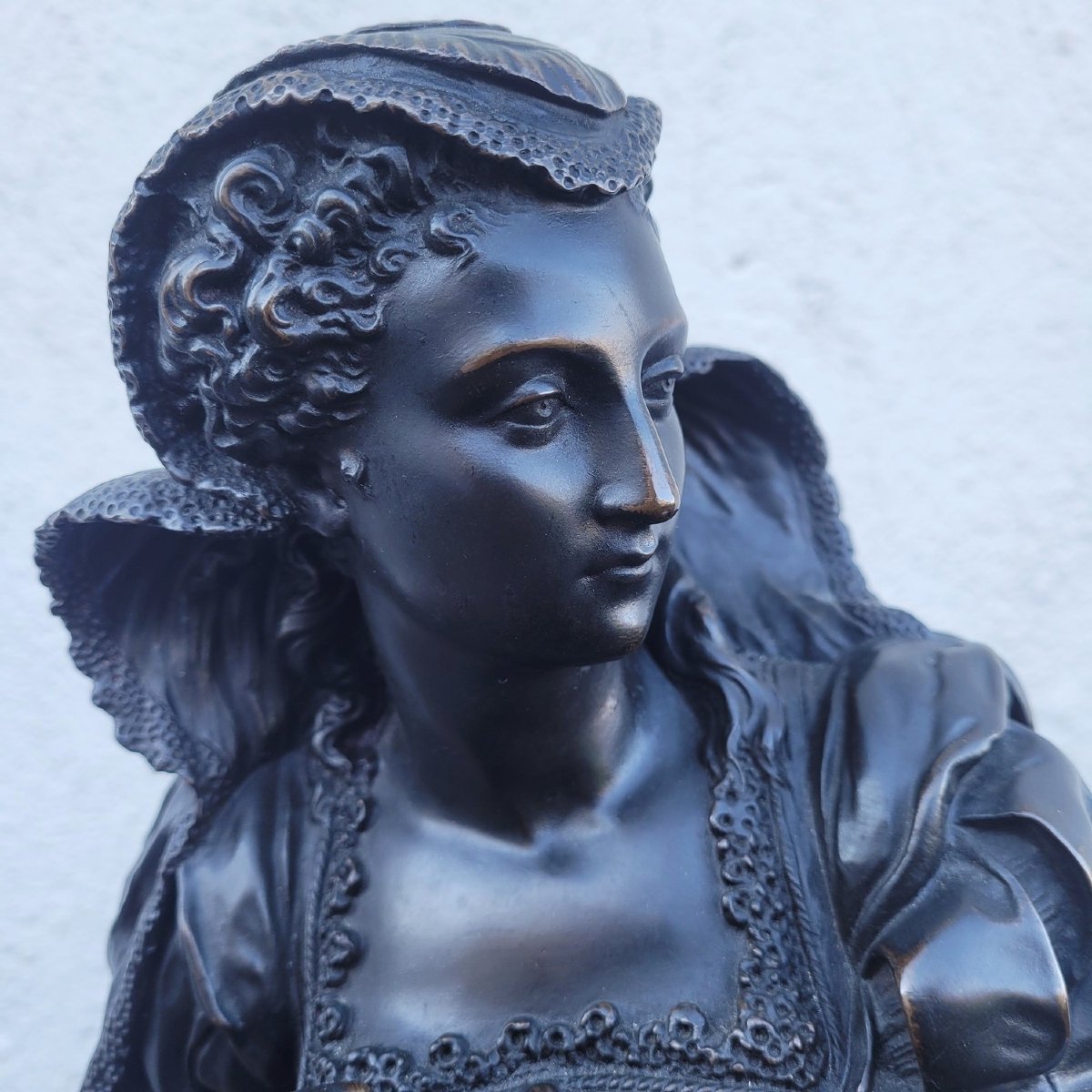 Math Moreau, Mary Stuart, H73cm, Bronze Signed, 19th Century-photo-1