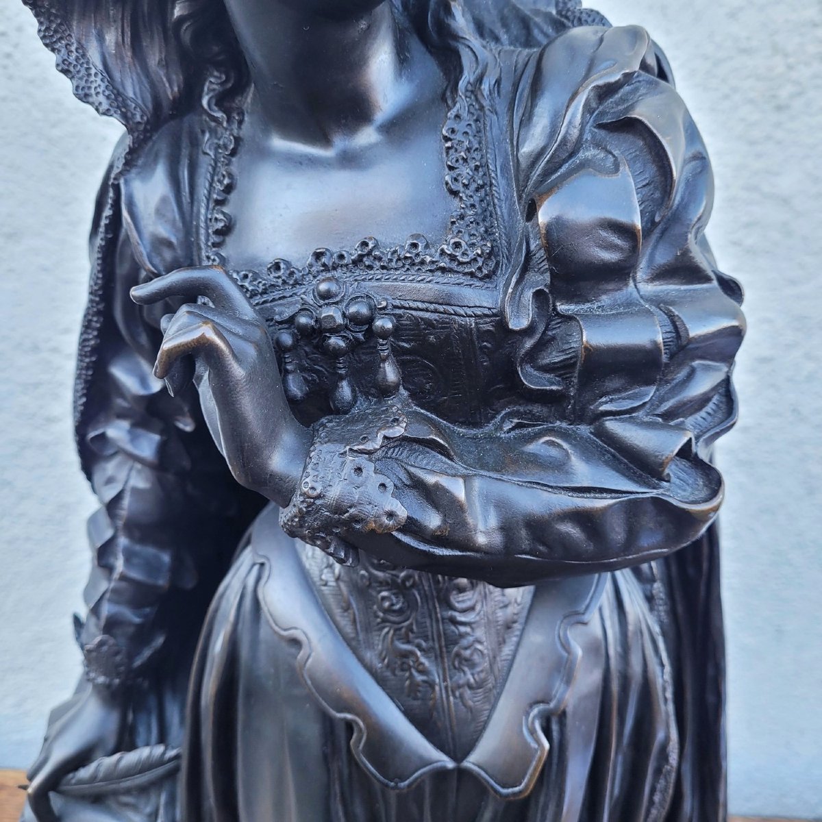 Math Moreau, Mary Stuart, H73cm, Bronze Signed, 19th Century-photo-2
