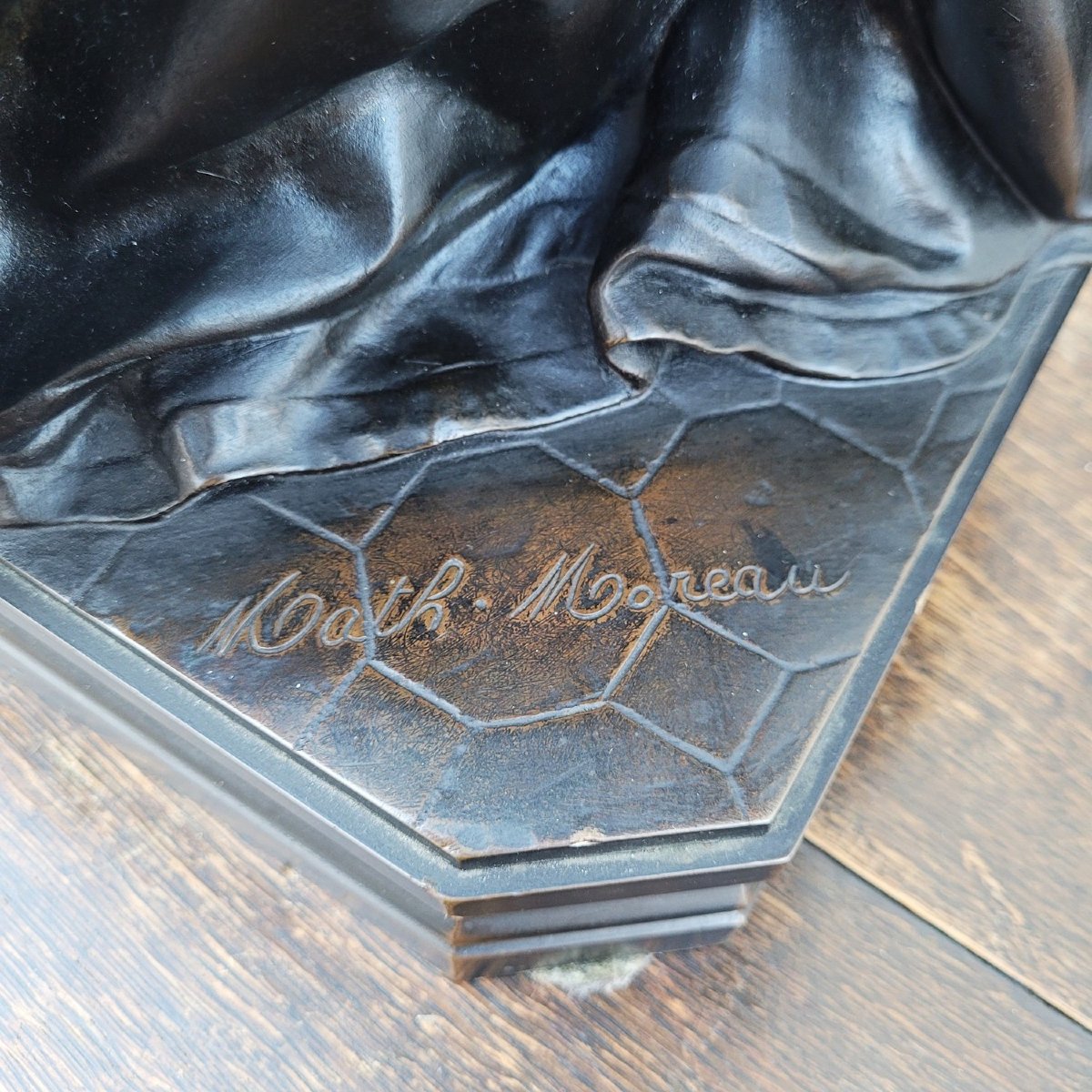 Math Moreau, Mary Stuart, H73cm, Bronze Signed, 19th Century-photo-5