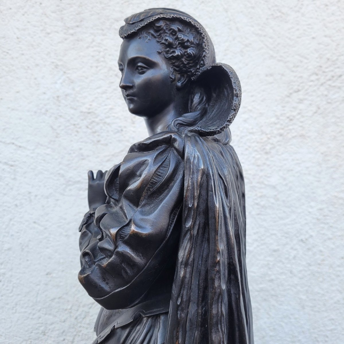 Math Moreau, Mary Stuart, H73cm, Bronze Signed, 19th Century-photo-6