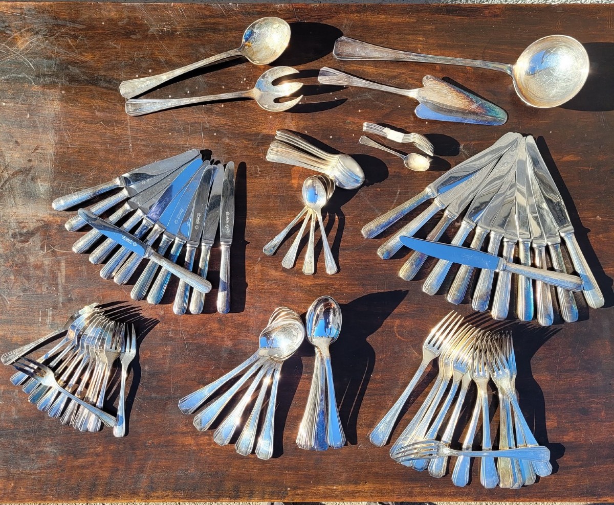 Christofle - Luc Lanel- Ménagère Boréal, métal argenté, art déco
