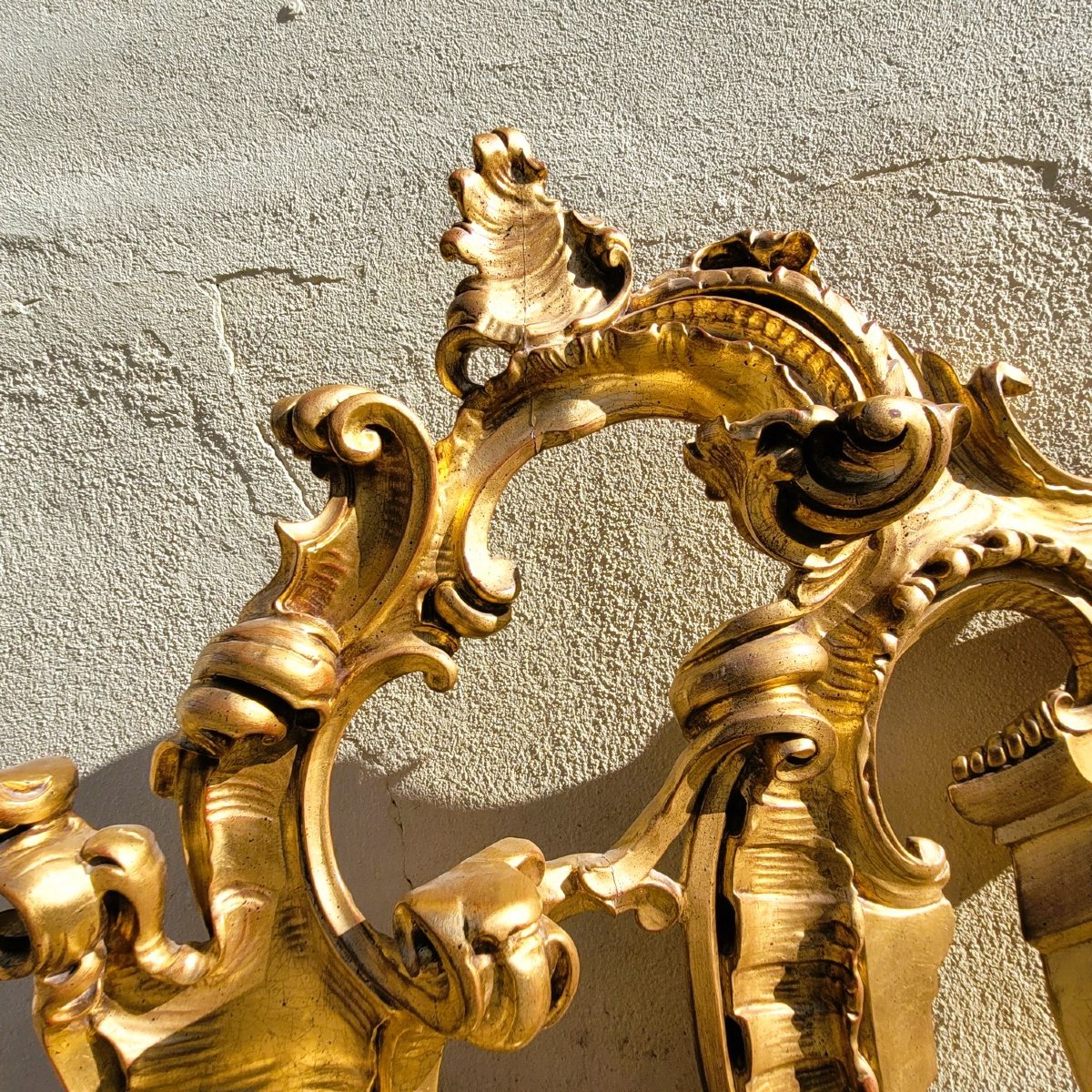 Large Carved Giltwood Headboard, H200cm, 20th Century-photo-4