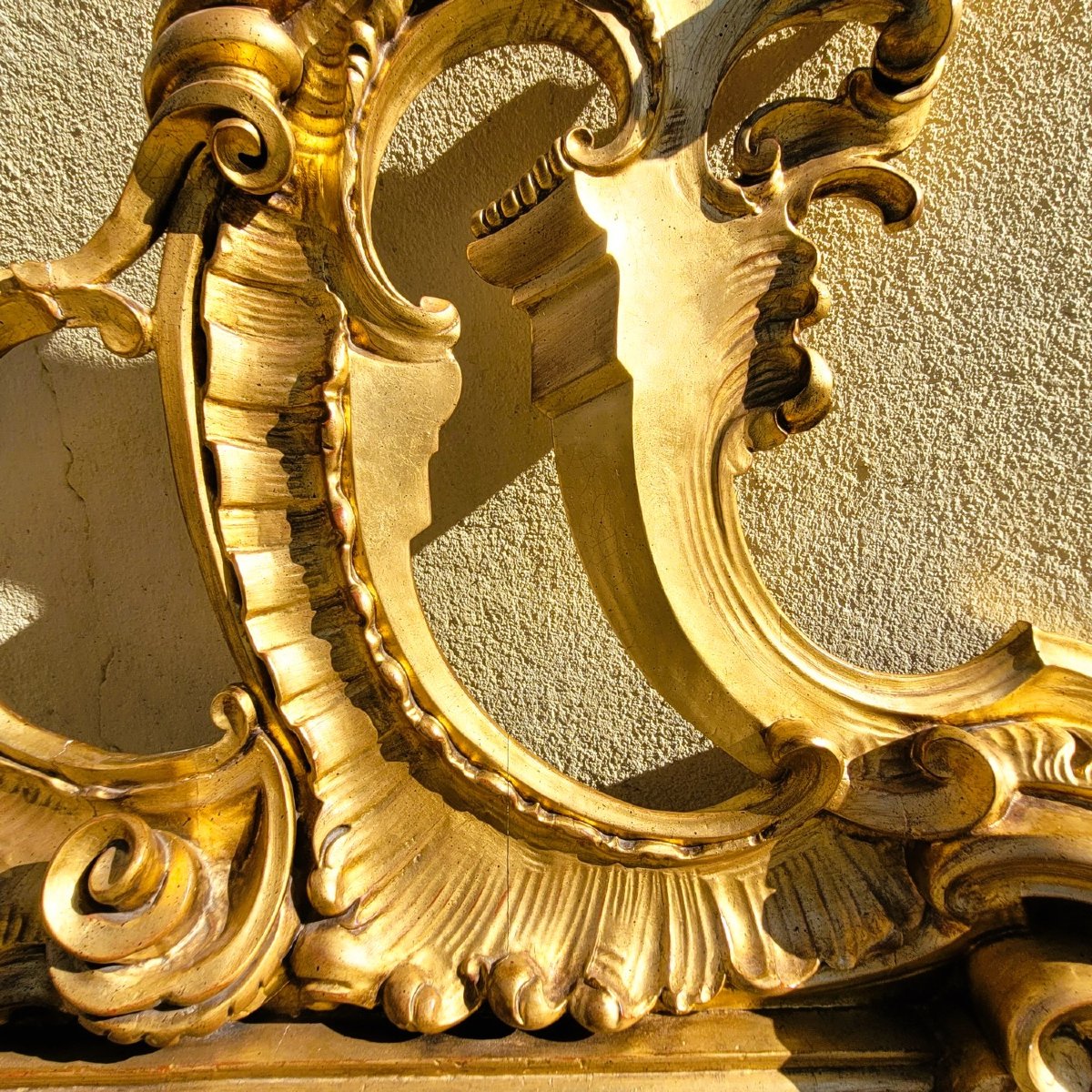 Large Carved Giltwood Headboard, H200cm, 20th Century-photo-2