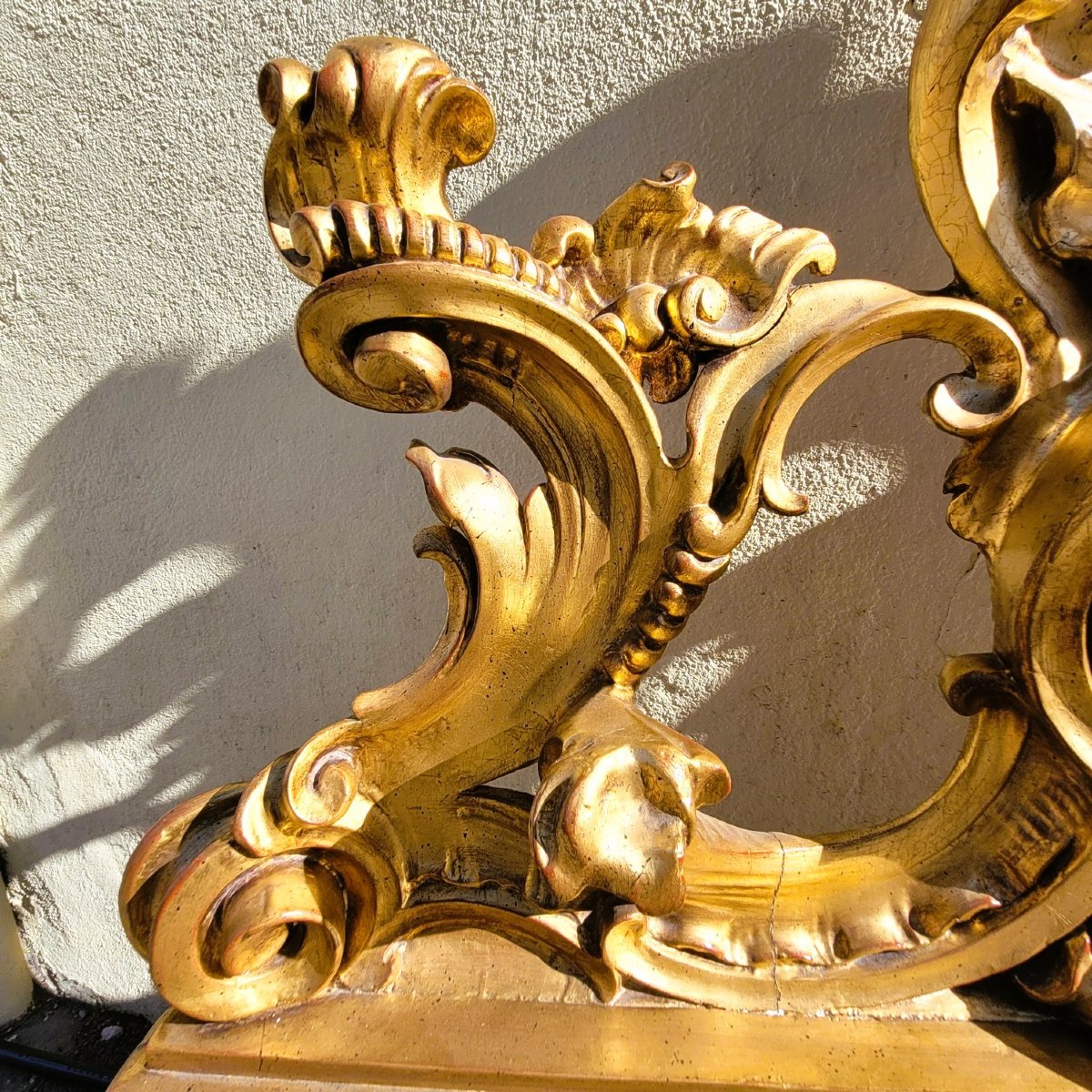 Large Carved Giltwood Headboard, H200cm, 20th Century-photo-3