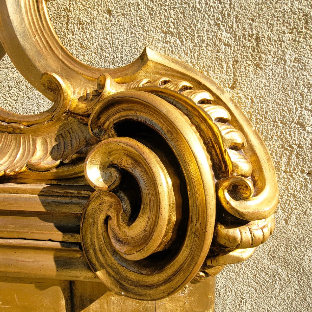 Large Carved Giltwood Headboard, H200cm, 20th Century-photo-4
