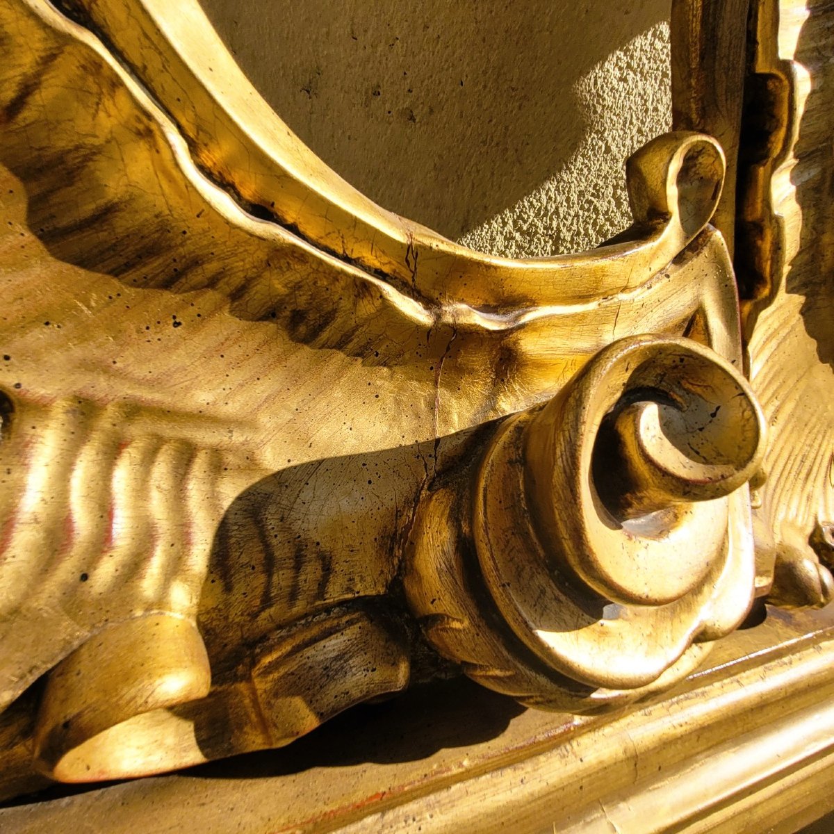 Large Carved Giltwood Headboard, H200cm, 20th Century-photo-6