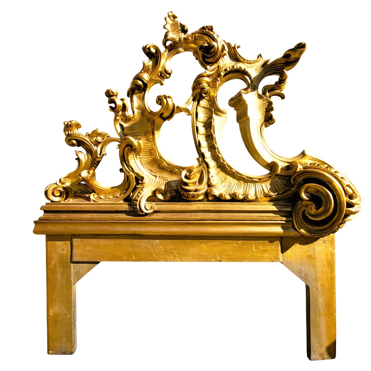Large Carved Giltwood Headboard, H200cm, 20th Century