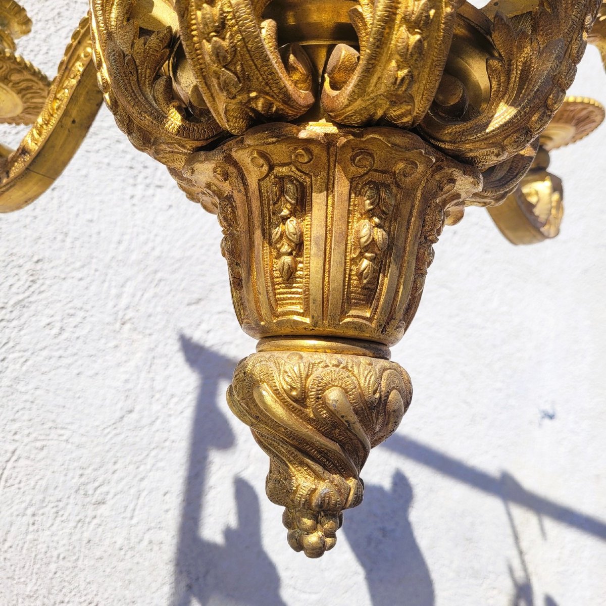 Mazarin Bronze Chandelier, H72cm, Early 20th Century-photo-5