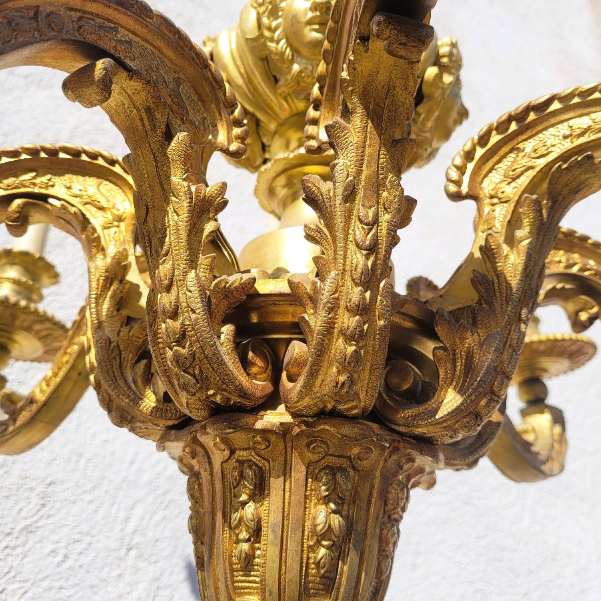 Mazarin Bronze Chandelier, H72cm, Early 20th Century-photo-6