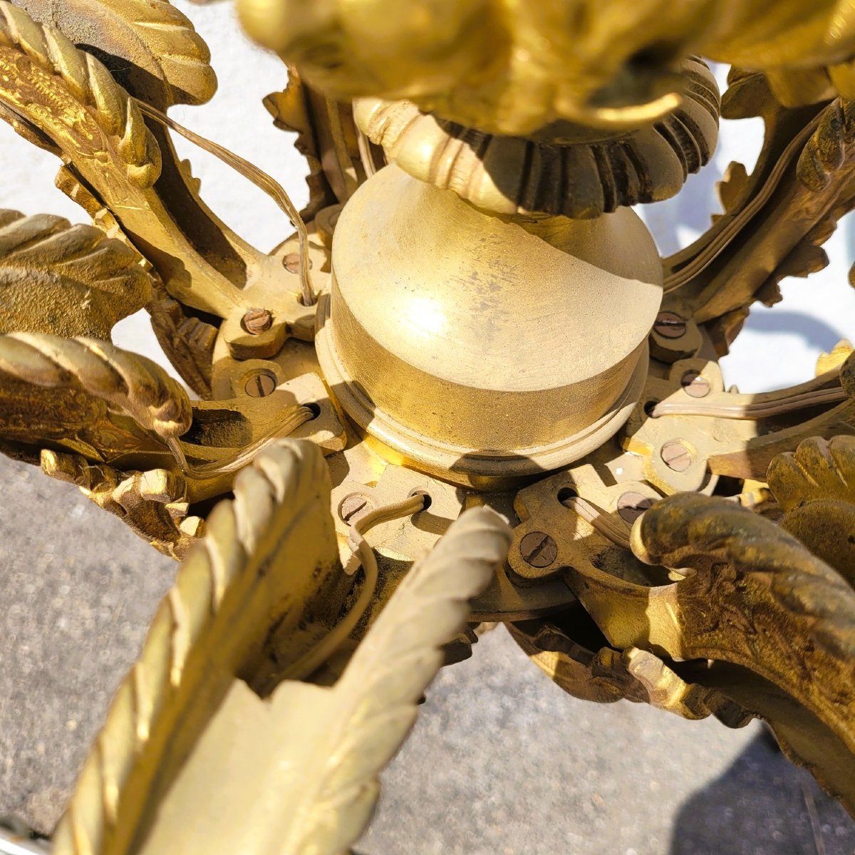 Mazarin Bronze Chandelier, H72cm, Early 20th Century-photo-7