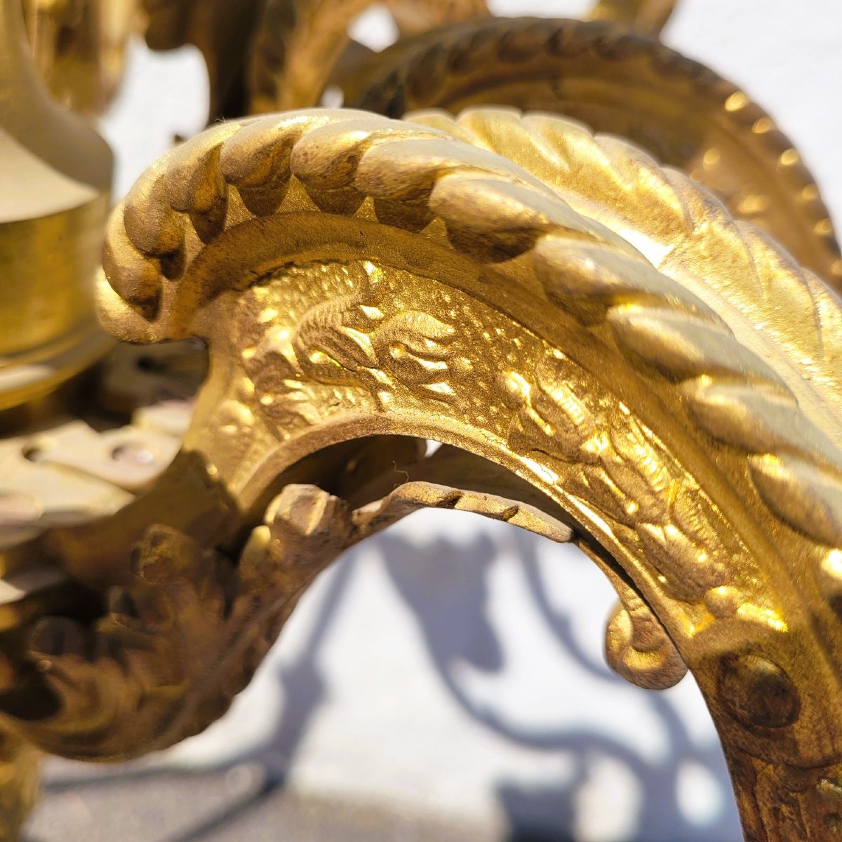Mazarin Bronze Chandelier, H72cm, Early 20th Century-photo-8