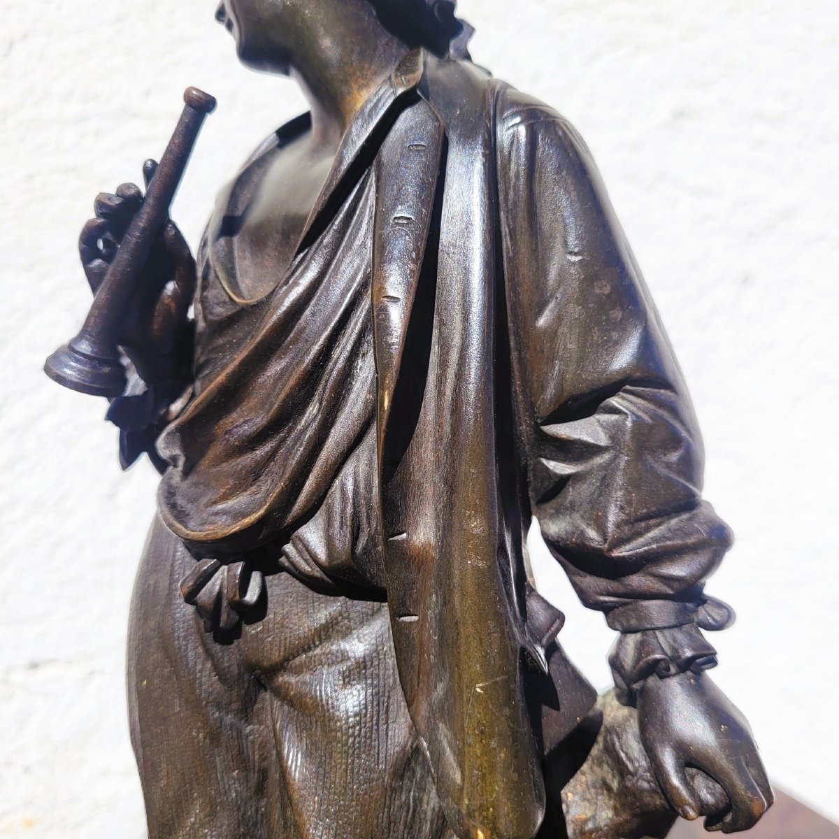 Couple de galants en bronze, H 31cm, XIXème siècle-photo-1