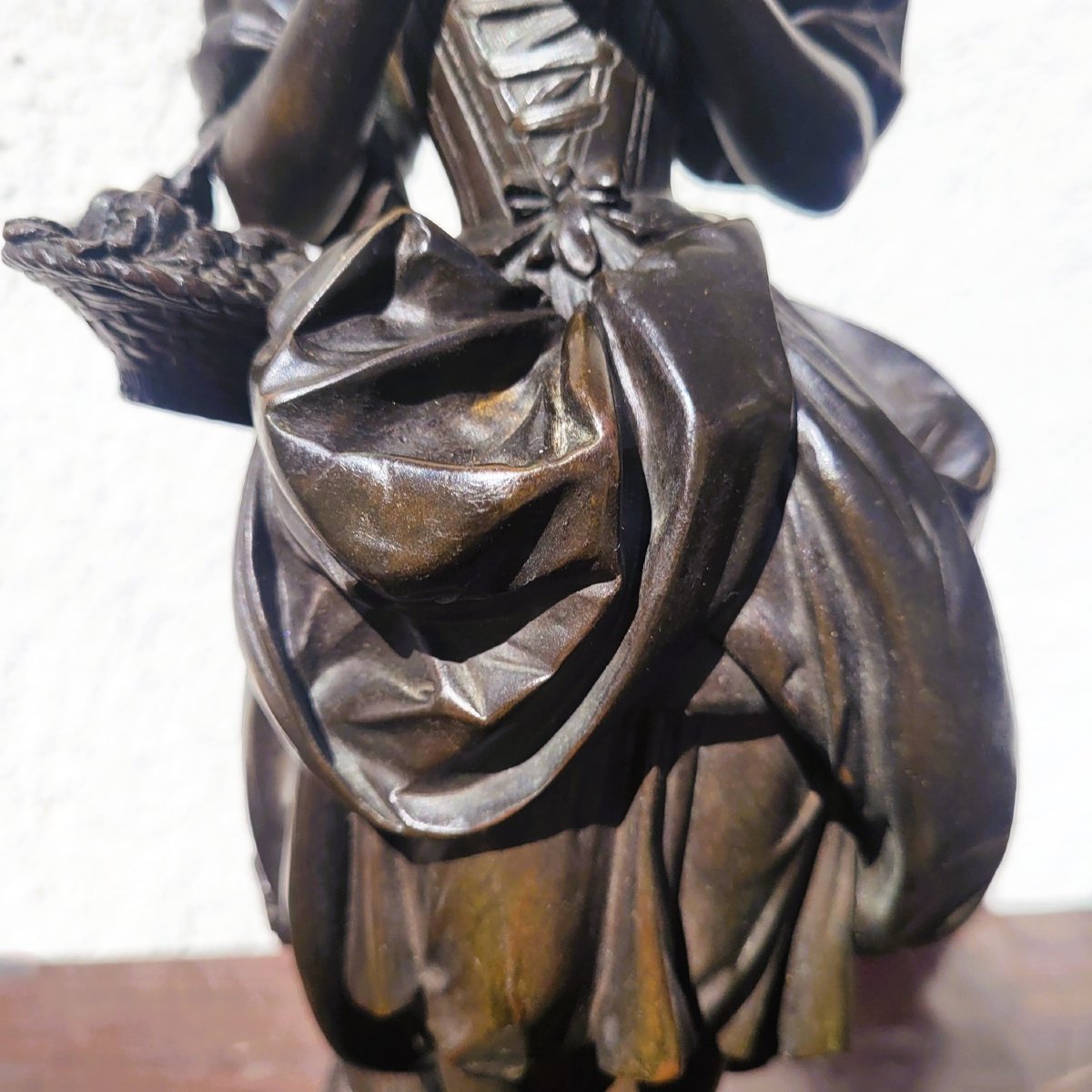 Couple de galants en bronze, H 31cm, XIXème siècle-photo-3