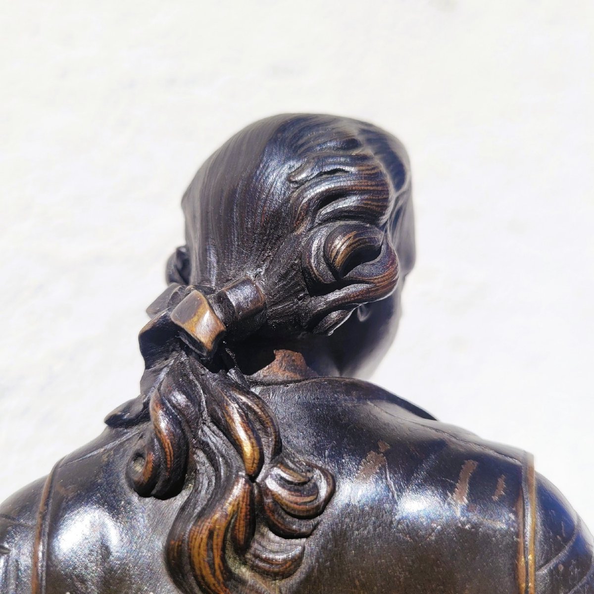 Couple de galants en bronze, H 31cm, XIXème siècle-photo-5