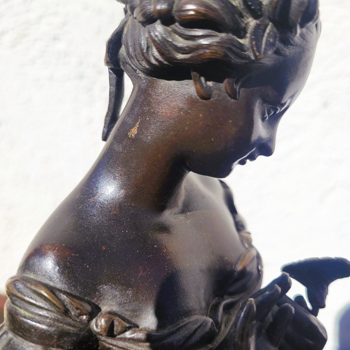 Couple de galants en bronze, H 31cm, XIXème siècle-photo-7