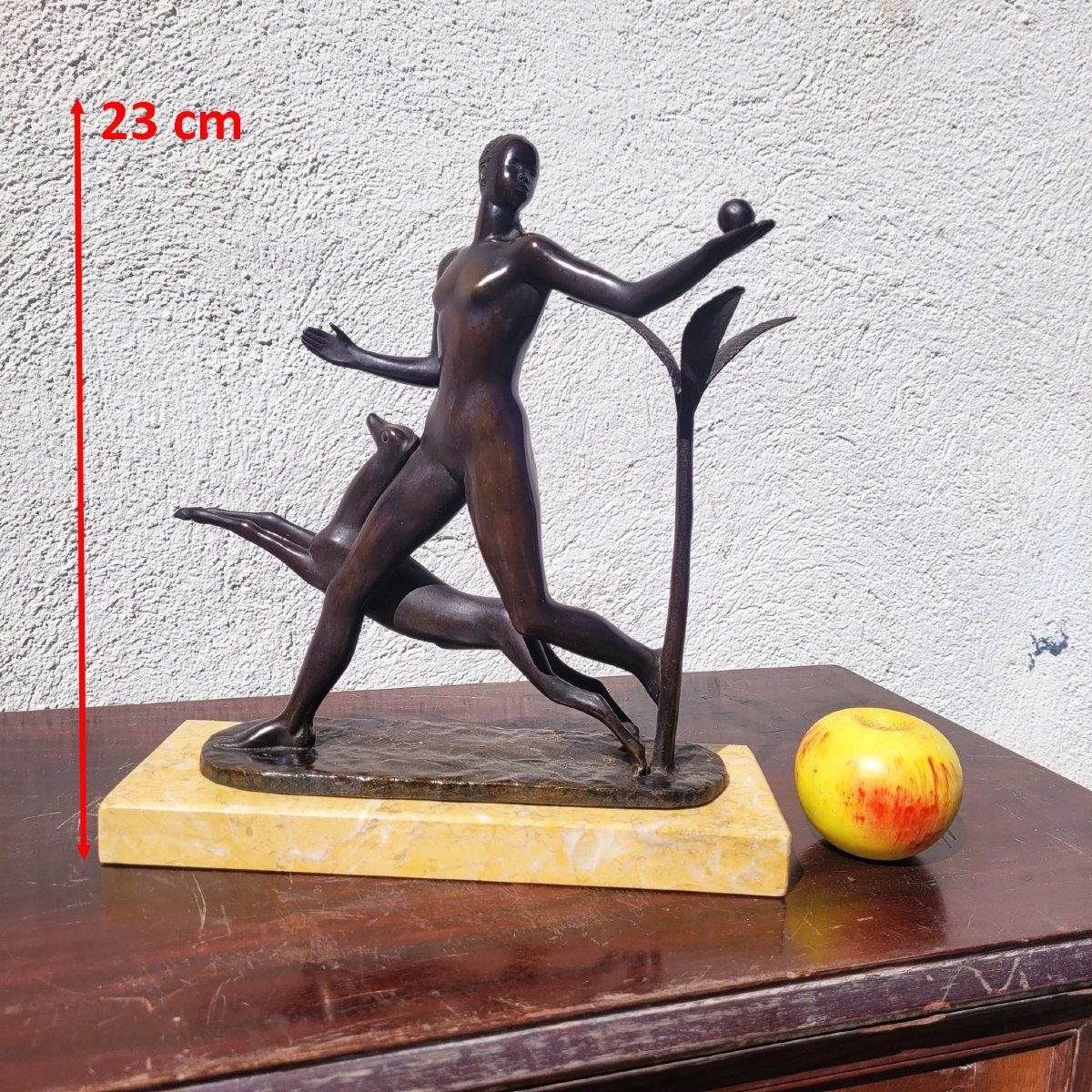 Homme avec antilope, H23 cm, bronze, XXème siècle-photo-2