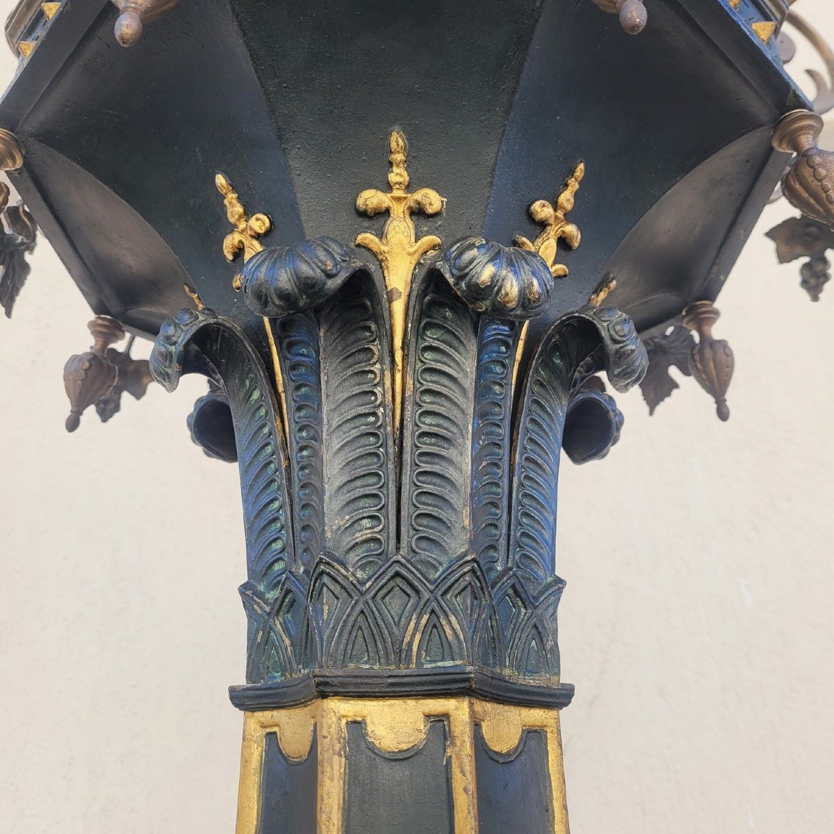 Grand candélabre H257cm, style gothique, début XIXème siècle-photo-3