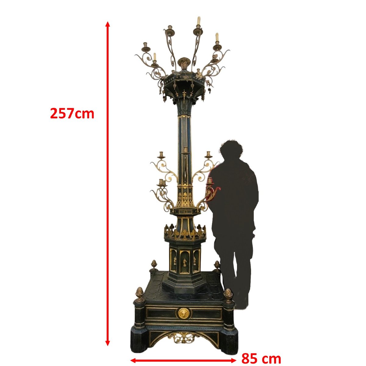 Grand candélabre H257cm, style gothique, début XIXème siècle-photo-4