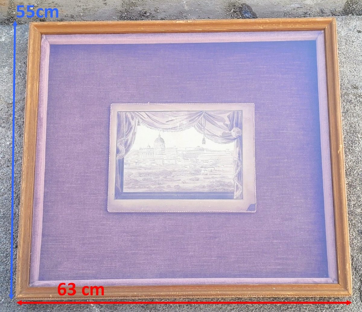 Suite Of 3 Views Of Rome, Framed Drawings, Illegible Signature, Early 19th Century-photo-2
