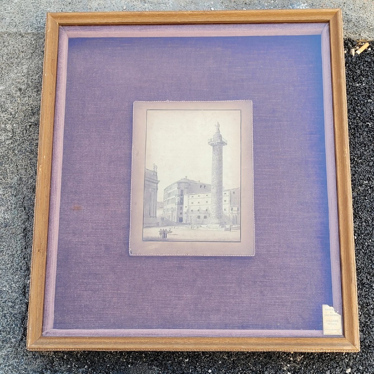 Suite Of 3 Views Of Rome, Framed Drawings, Illegible Signature, Early 19th Century-photo-3
